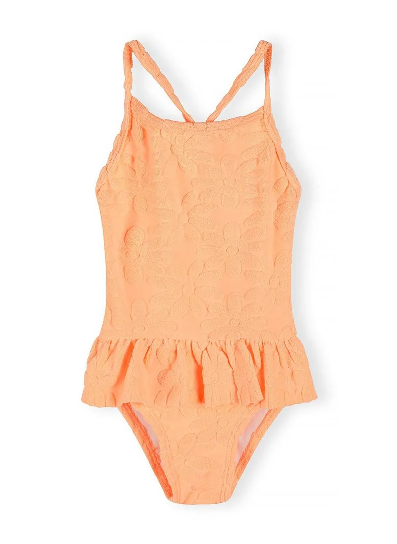 مينوتي Girls jacquard neon orange swimsuit